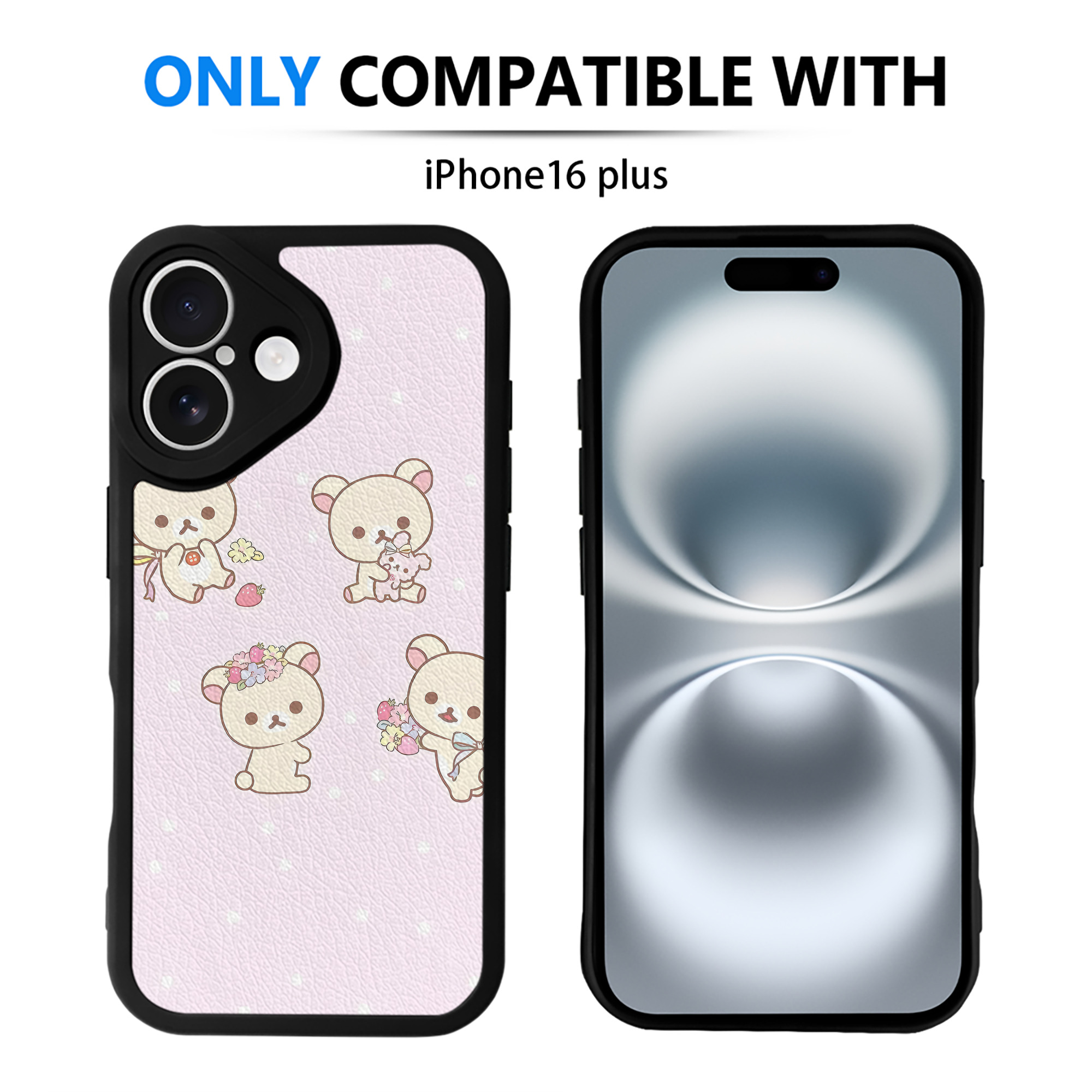 （画像用） リラックマ リラックマ キイロイトリ Rilakkuma Korilakkuma Kiiroitori 【iPhone 16シリーズ対応】シリコンスマホケース（レザー調） 材質：シリコン